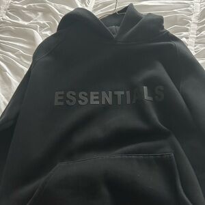 Essentials Black Hoodie with Logo